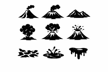 El Salvador volcano icons in torn vector texture style