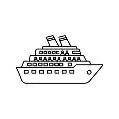 Obraz premium Outline illustration of a large passenger cruise ship sailing on water.