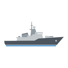 Obraz premium Modern Naval Frigate Warship Sailing on Calm Waters.