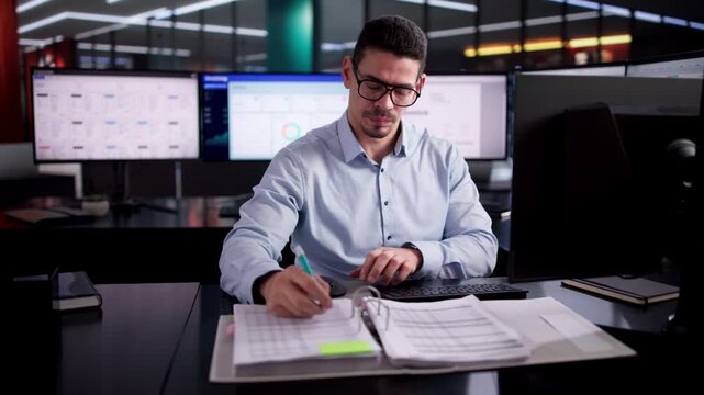 Accountant Working On Electronic Invoice Calculation
