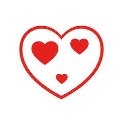 Heart with smaller hearts isolated on transparent background