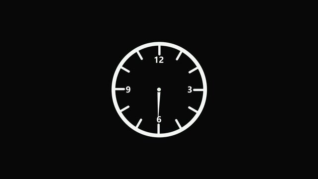 White Colors Analog Clock Video Animation on a Black Background.