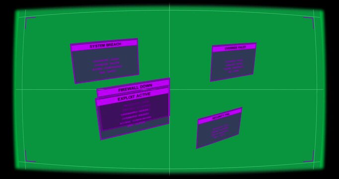 Tilting EXPLOIT ACTIVE panel driving alerts stacking settling showing breach transparent background