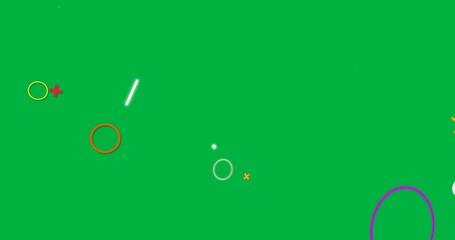 On load colorful shapes appearing, pulsing, sweeping into abstract layout on transparent canvas - Powered by Adobe