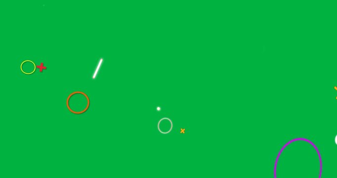 On load colorful shapes appearing, pulsing, sweeping into abstract layout on transparent canvas