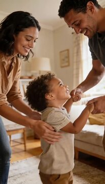 Joyful Family Interaction Celebrating Moments of Happiness and Connection at Home Together