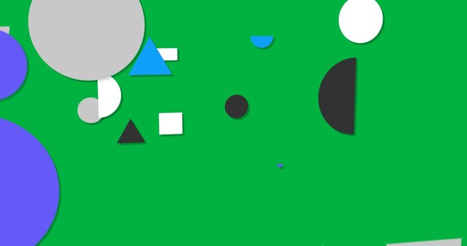 On play, vector shapes sliding and stacking to center to create layout on transparent canvas