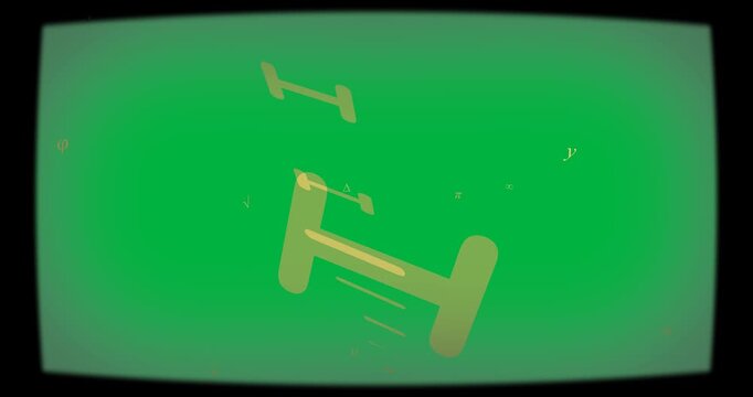 Floating gold bits sparking assembly black bar anchoring parts forming H logo on transparent bg