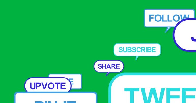 CTA bubbles appearing from right, forming diagonal cluster on transparent backdrop for engagement