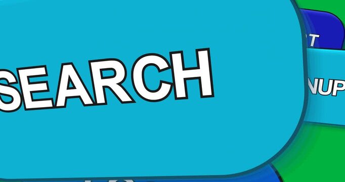 SEARCH panel entering lower-right, exposing controls on transparent background, USER pill centering