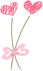 Fototapeta premium Hand drawn illustration of two hearts on sticks tied with a bow for Valentine's Day celebration with love