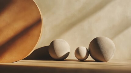 Natural Minimalist Still Life with Clay Balls and Circular Forms
