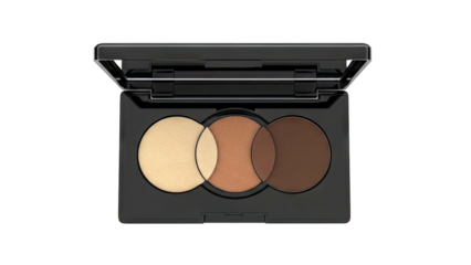 Open Black Palette with Three Round Shades of Bronzer