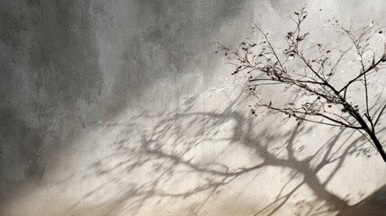 Delicate Shadows of a Tree on a Wall in Soft Natural Light