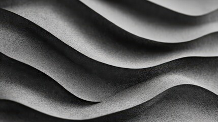 Abstract Texture of Curved Waves in Monochrome Color Palette