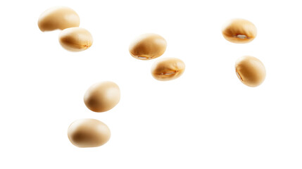 Floating peanuts isolated on transparent background
