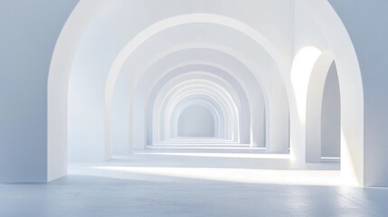 Expansive White Archways in Bright Minimalist Interior Space