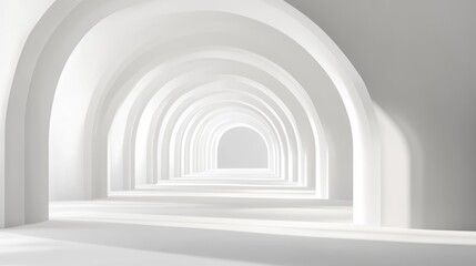 Elegant Archways in Minimalist White Interior with Soft Lighting