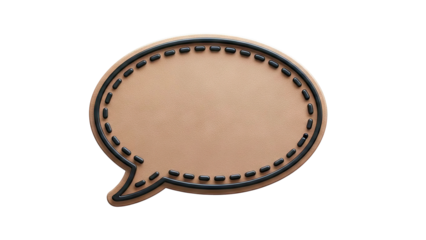 Brown Leather Speech Bubble with Black Outline