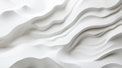 Abstract White Textured Waves with Soft Curves and Depth