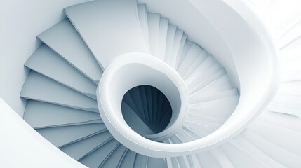 Elegant Spiral Staircase in Modern Architecture with White Finish