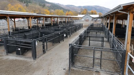 Obraz premium Protective Fencing Installation for Animal Safety in Enclosed Areas and Corrals