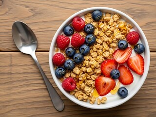 Delicious and healthy granola with berries.
