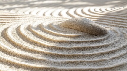 Tranquil Sand Pattern with Smooth Mound in Zen Garden