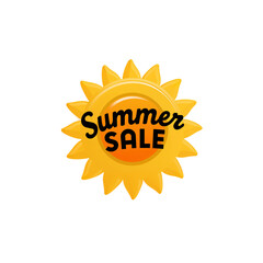 Summer Sale Discount Shopping Banner with Yellow Sun Background PNG