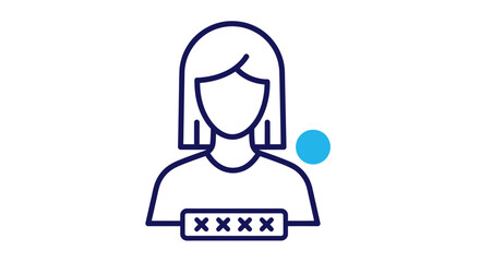 Illustration of a female user profile with password protection symbol.