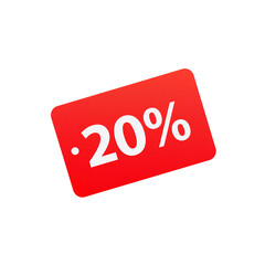 Red 20% Off Sticker PNG Clean Sale Label for Marketing and Advertising
