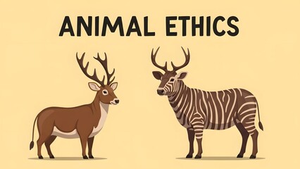 An educational illustration showing a deer and a hybrid zebra-deer under the text Animal Ethics