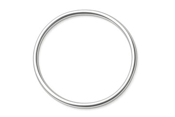 Silver metallic round frame border with transparent background