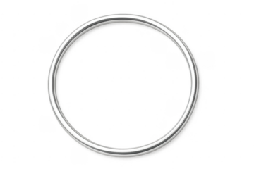 Silver metallic round frame border with transparent background