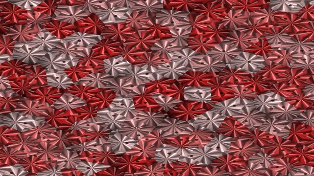 Abstract Red and Silver Geometric Pattern with 3D Starburst Design for Backgrounds