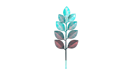 Teal leaf branch on a light grey background