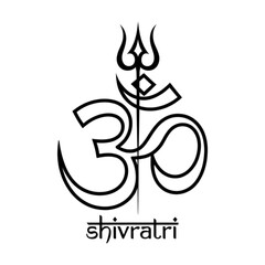 A striking black and white design featuring the sacred om symbol intertwined with lord shiva's trishul, commemorating shivratri Vector, illustration