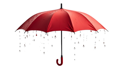 Red Umbrella with Raindrops isolated on transparent background