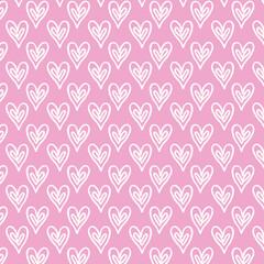 Cute doodle style hearts seamless vector pattern. Valentine's Day handwritten background. 