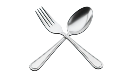 Crossed Silver Fork and Spoon