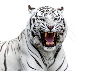 Obraz premium Close-up of a white tiger with an aggressive expression