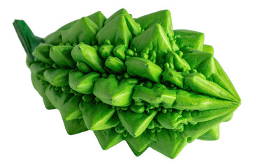 Paper craft, cut out fruit and vegetable origami : Bitter melon, The art of origami fruit showcases the intricate, precise folding of colorful paper and complex patterns, transparent background.