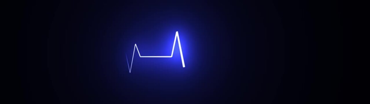 Digital teal neon ECG heartbeat line medical technology background