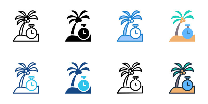 Paid time off icons set multiple style collection. Editable stroke 
