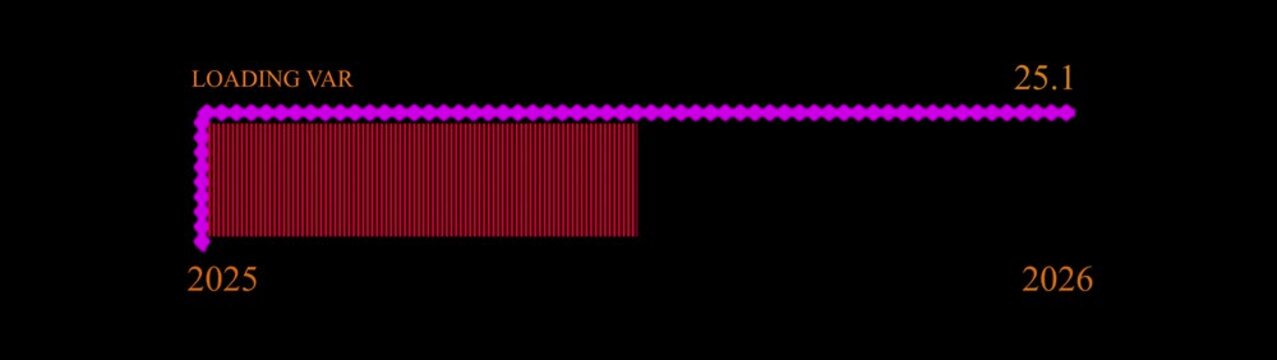 Year change 2025&ndash;2026 loading bar showing early business progress on dark background