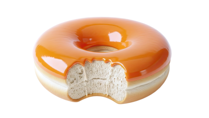 Bitten Glazed Donut with Orange Icing