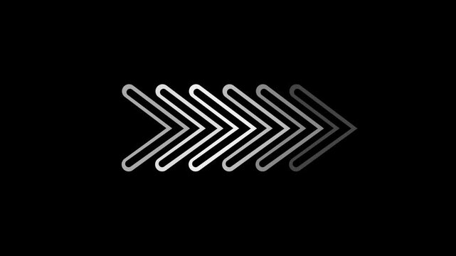 Four silver arrows pointing right in a gradient sequence on a black background image photo