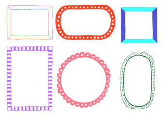 手描きあしらいセット　フレーム　色鉛筆　カラフル