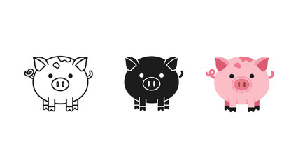 Naklejka premium Three Cartoon Pigs in Different Colors