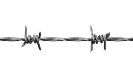 Close-up of Barbed Wire on White Background